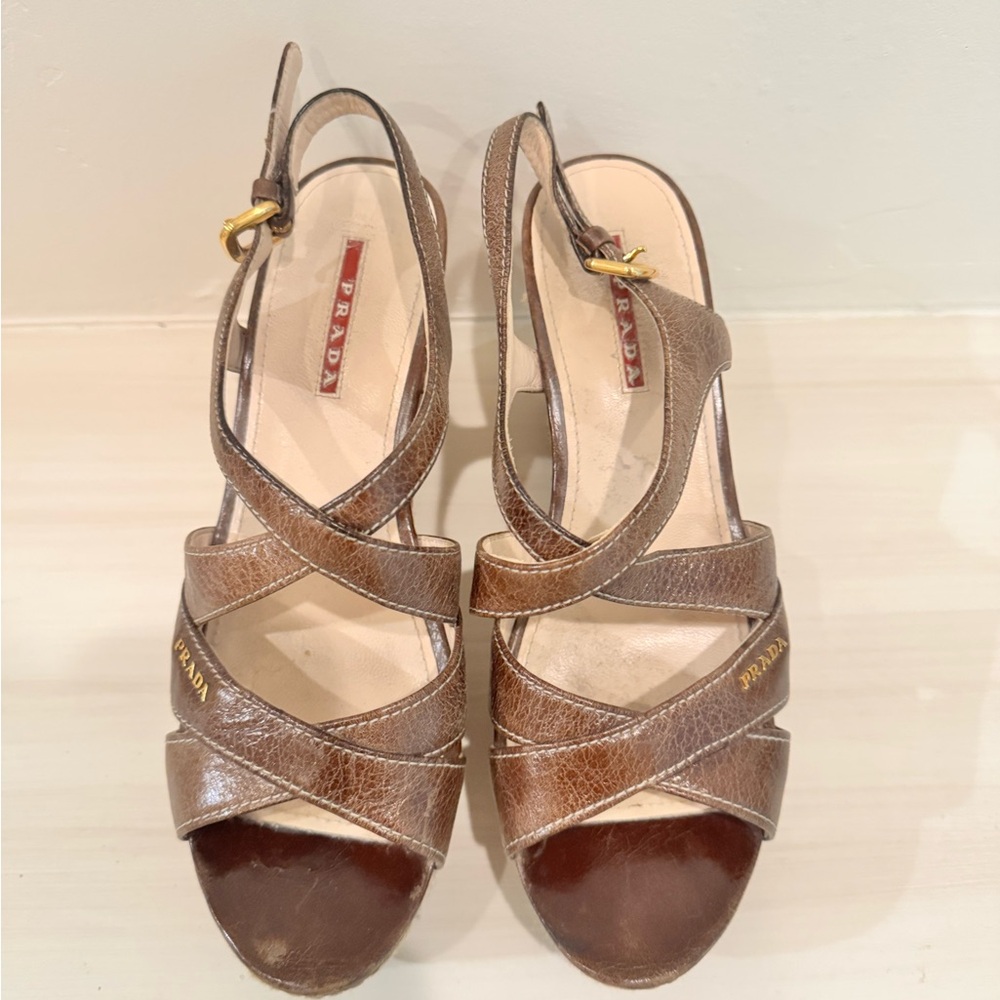 Prada Women's Tan Leather Sandals